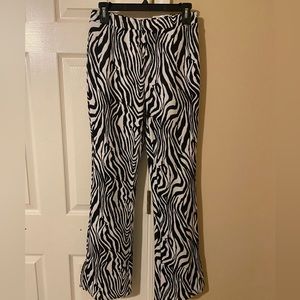 SHEIN Zebra Print Flare Leg Pants